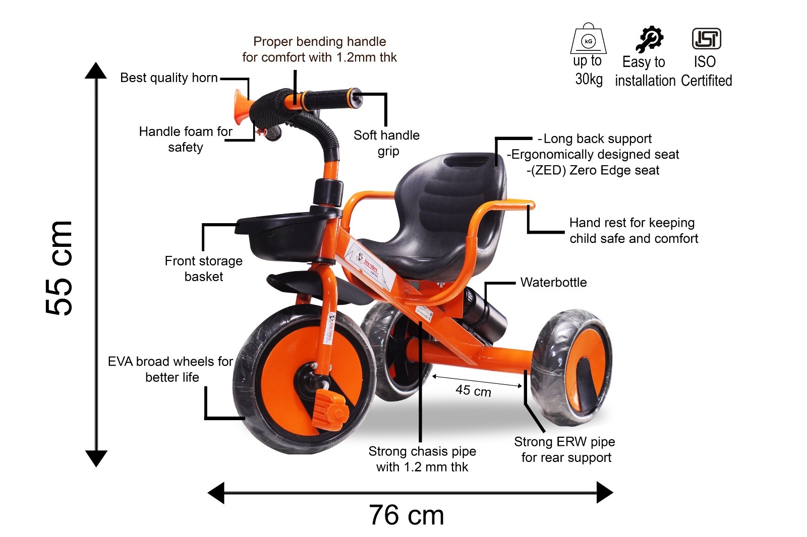 Tiny Riders Tricycle | Tricycle for Kids | Orange | Model : IVAN - Image 5